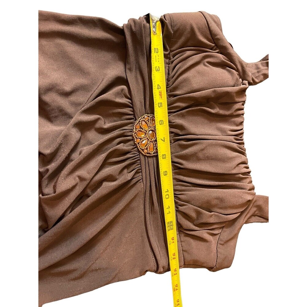 VTG 90s Y2K En Focus Brown Sleeveless Empire Waist Maxi Dress 10 - Picture 9 of 13